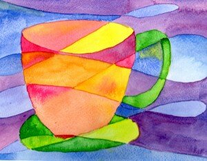 colorful coffeecup with watercolors